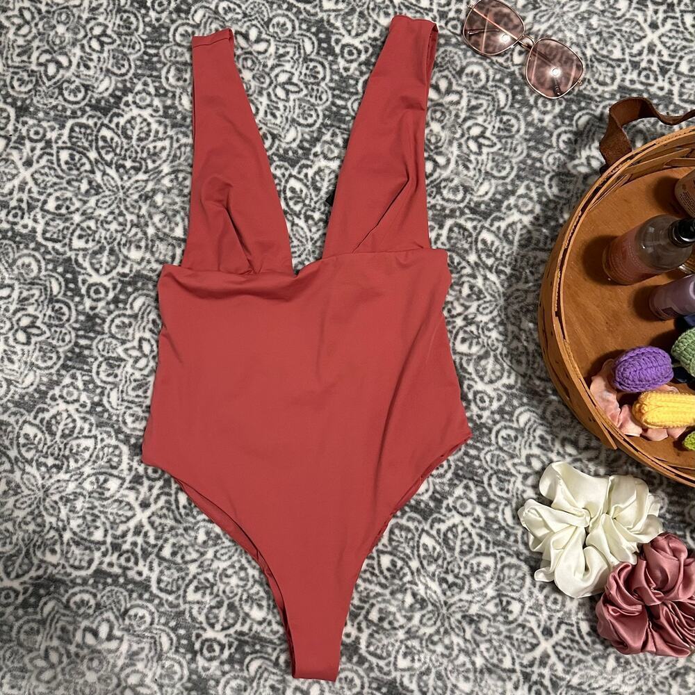 Zara One Piece Bathing Suit Dark Coral Size Small Womens - Picture 2 of 6